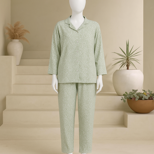Flourish Summer  Cooling Linen 2-Piece Pajama Set  With Scrunchie