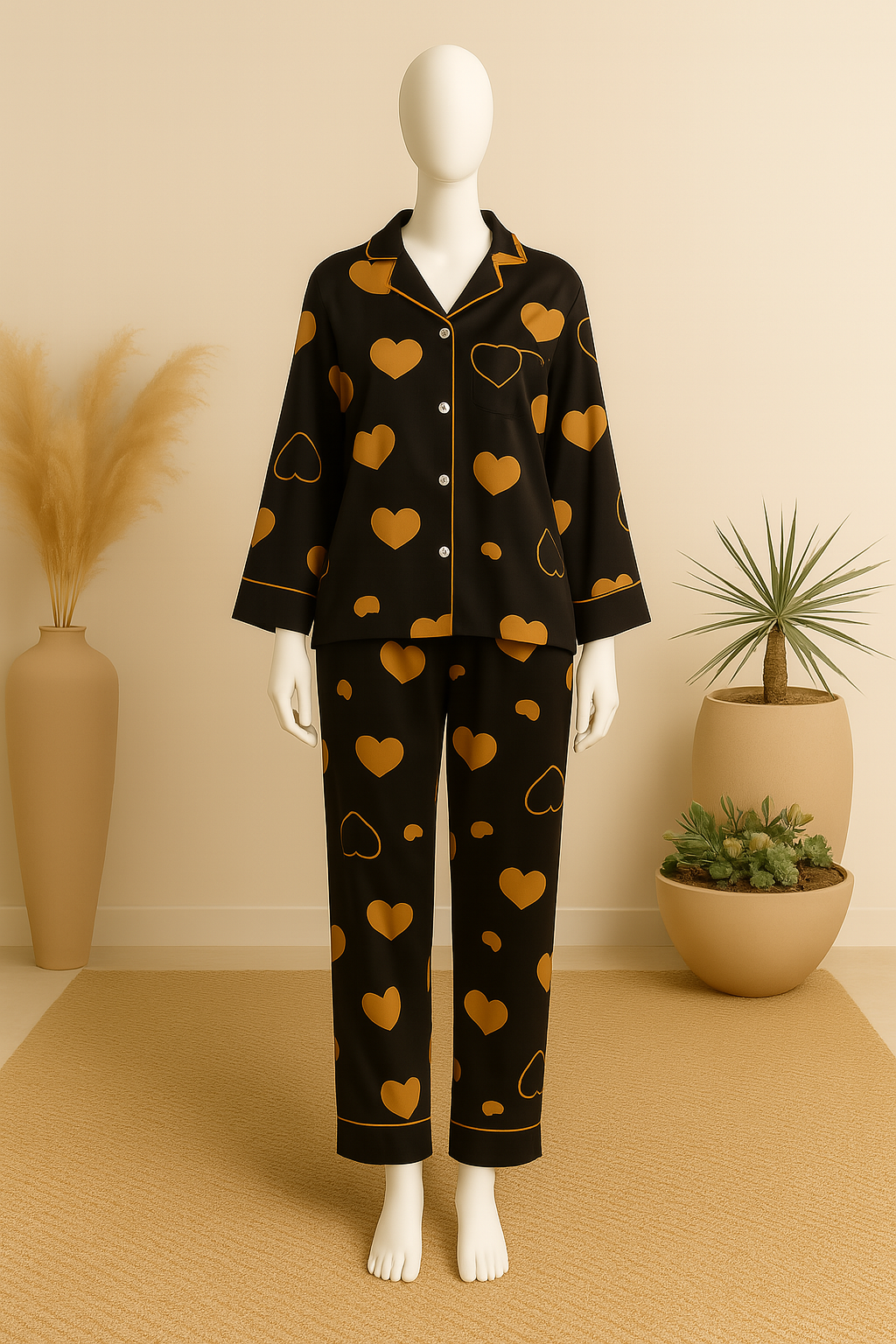 Flourish Summer  Cooling Linen 2-Piece Pajama Set  With Scrunchie