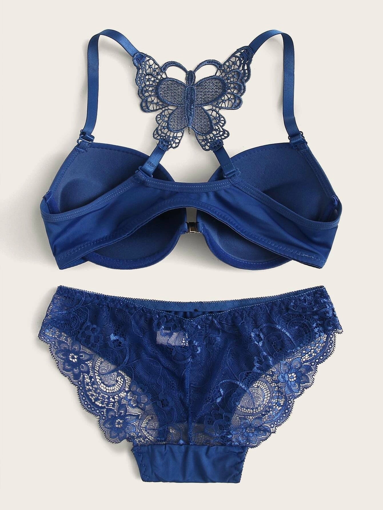 Flourish Front Open Butterfly Back Push Up Bra & Panty Set 288