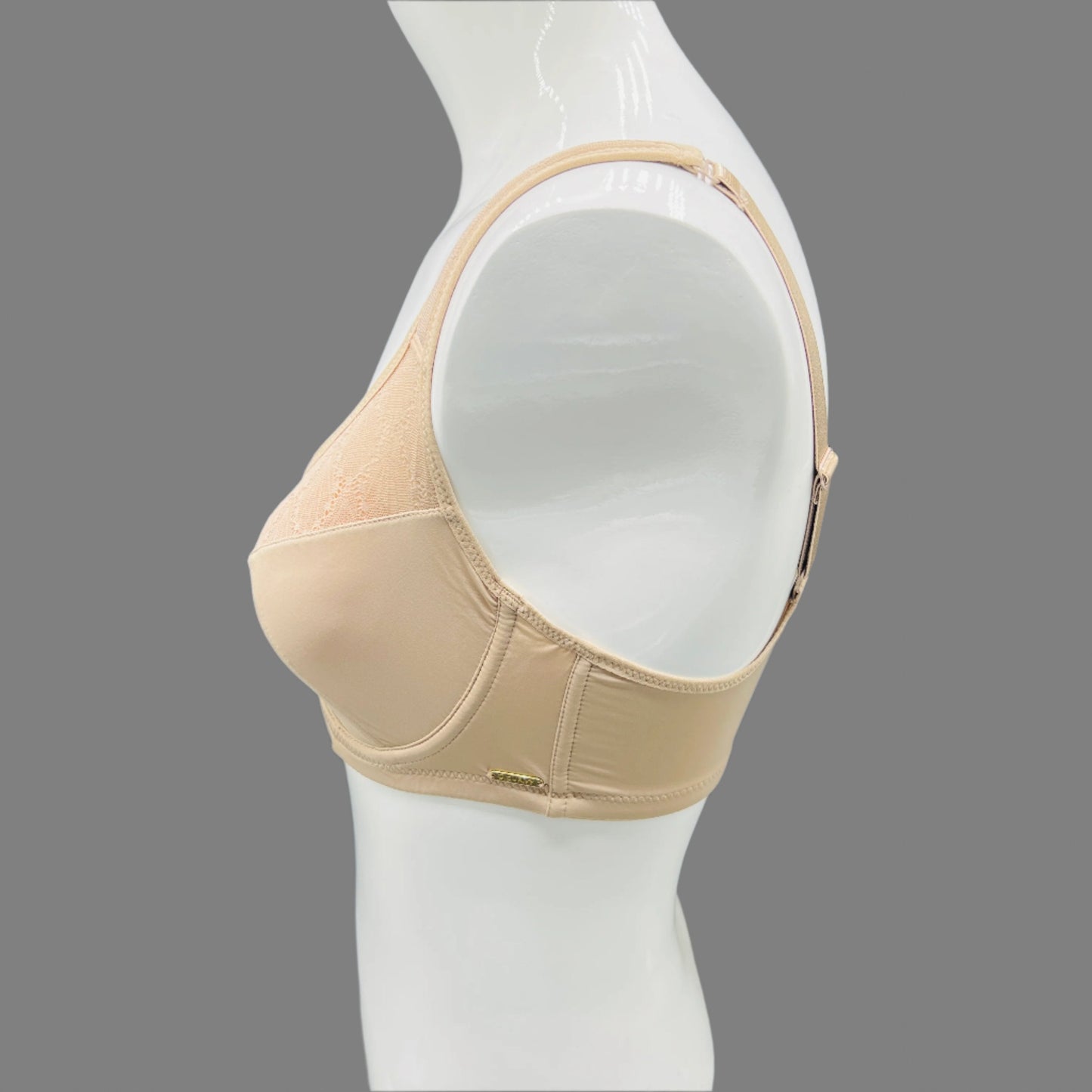 Losha Curvy Double Layered Minimizer Wired Bra with Lace Touch-BEIGE