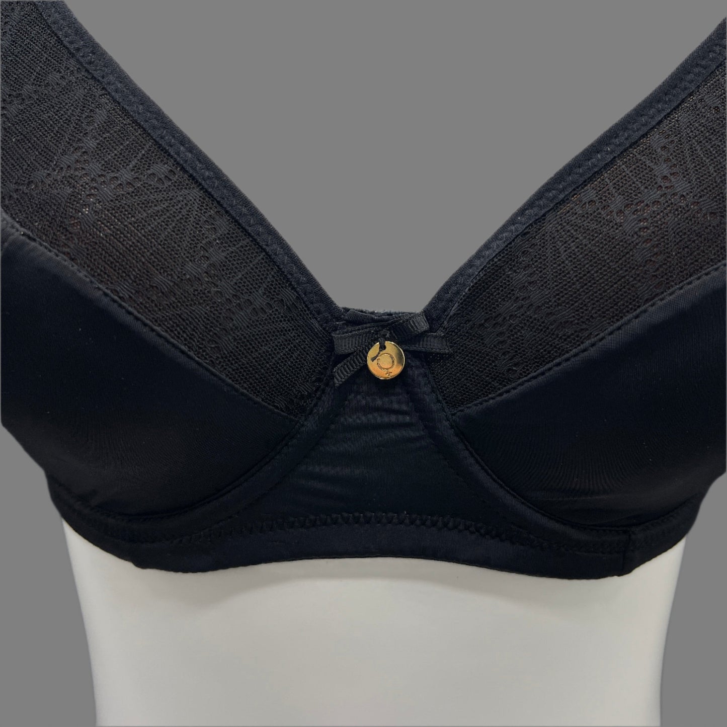Losha Curvy Double Layered Minimizer Wired Bra with Lace Touch-BLACK