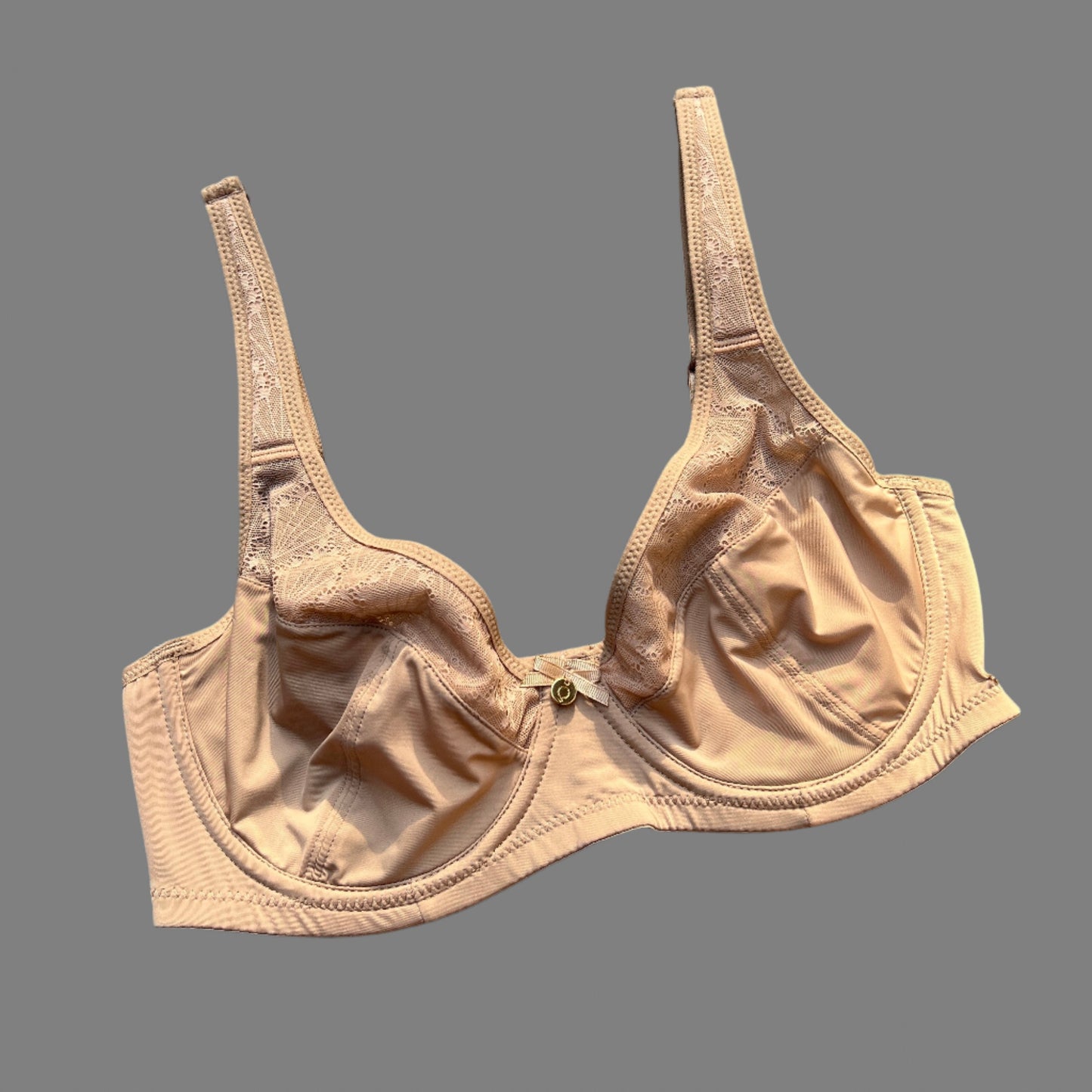 Losha Curvy Double Layered Minimizer Wired Bra with Lace Touch-BEIGE