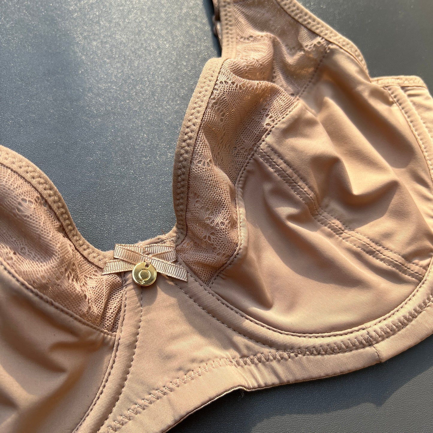 Losha Curvy Double Layered Minimizer Wired Bra with Lace Touch-BEIGE