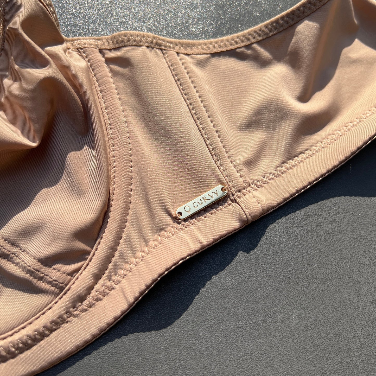 Losha Curvy Double Layered Minimizer Wired Bra with Lace Touch-BEIGE
