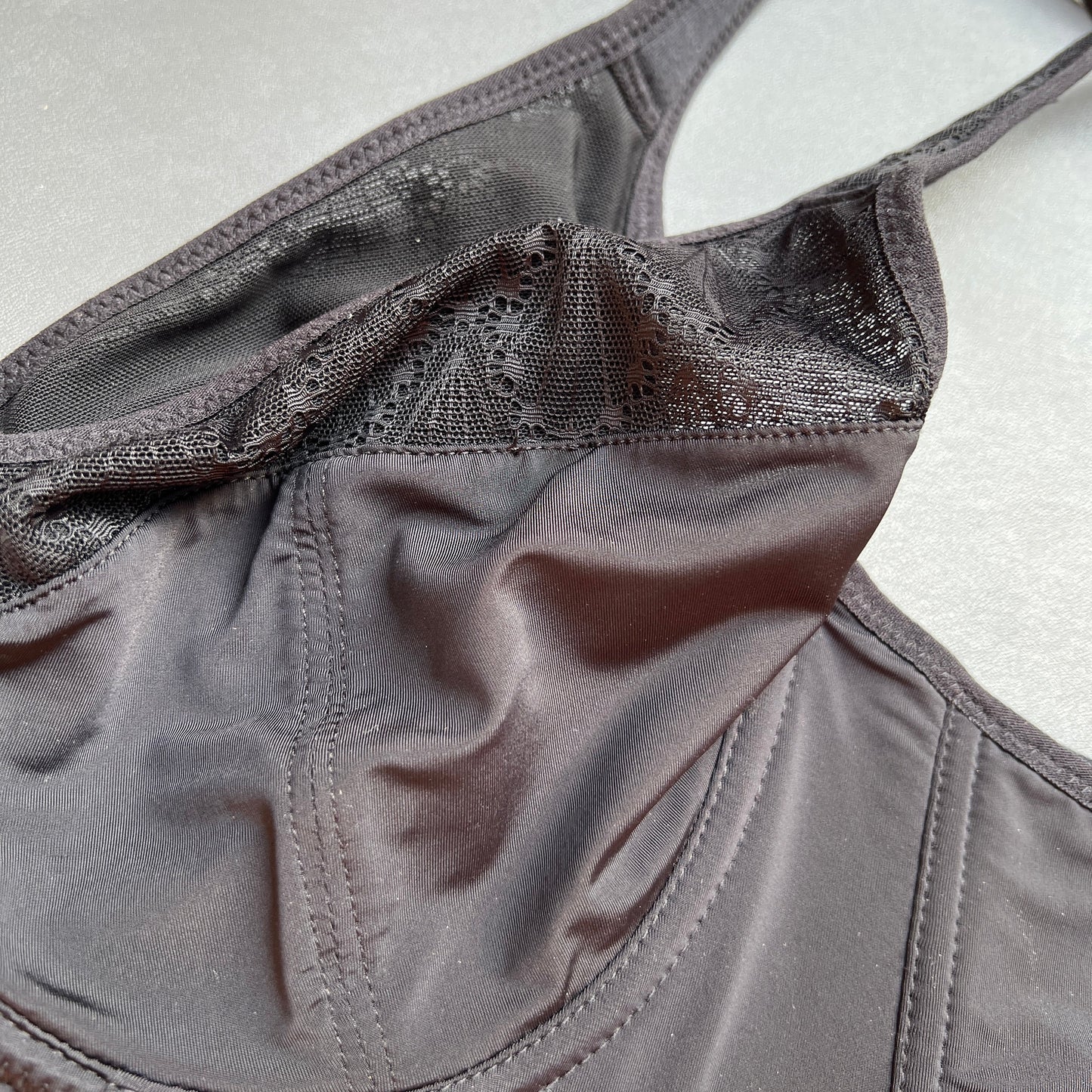 Losha Curvy Double Layered Minimizer Wired Bra with Lace Touch-BLACK