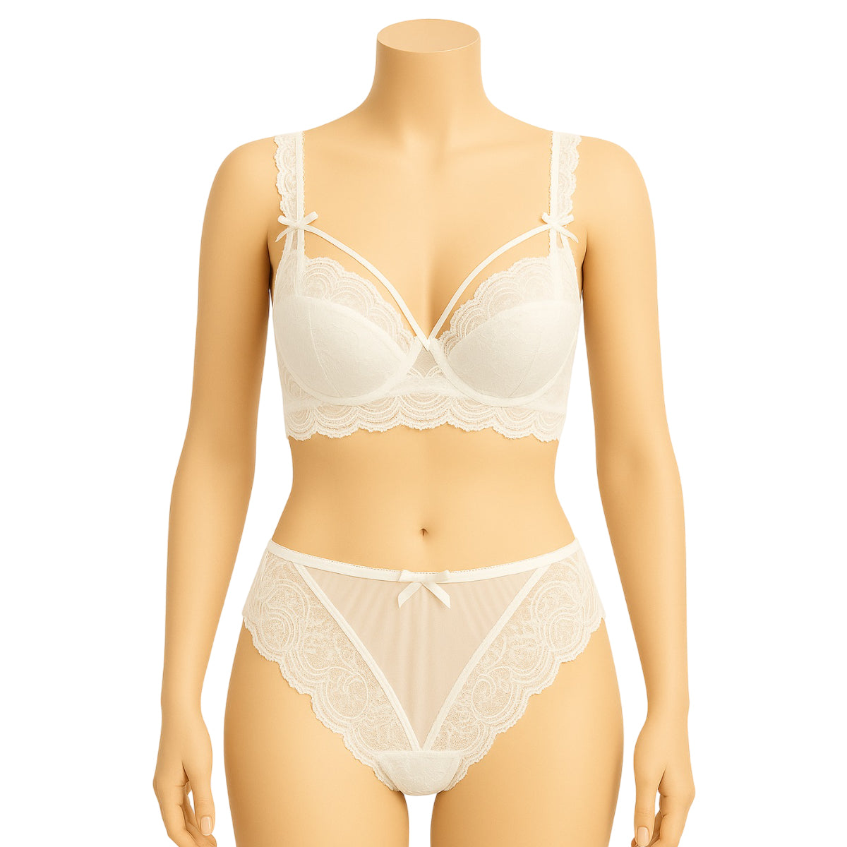 Flourish High Quality Thin Half Cup Lace Wired Half Cup Adjustable Straps Back Closure Bridal Light Padded Bra Panty Set 2499