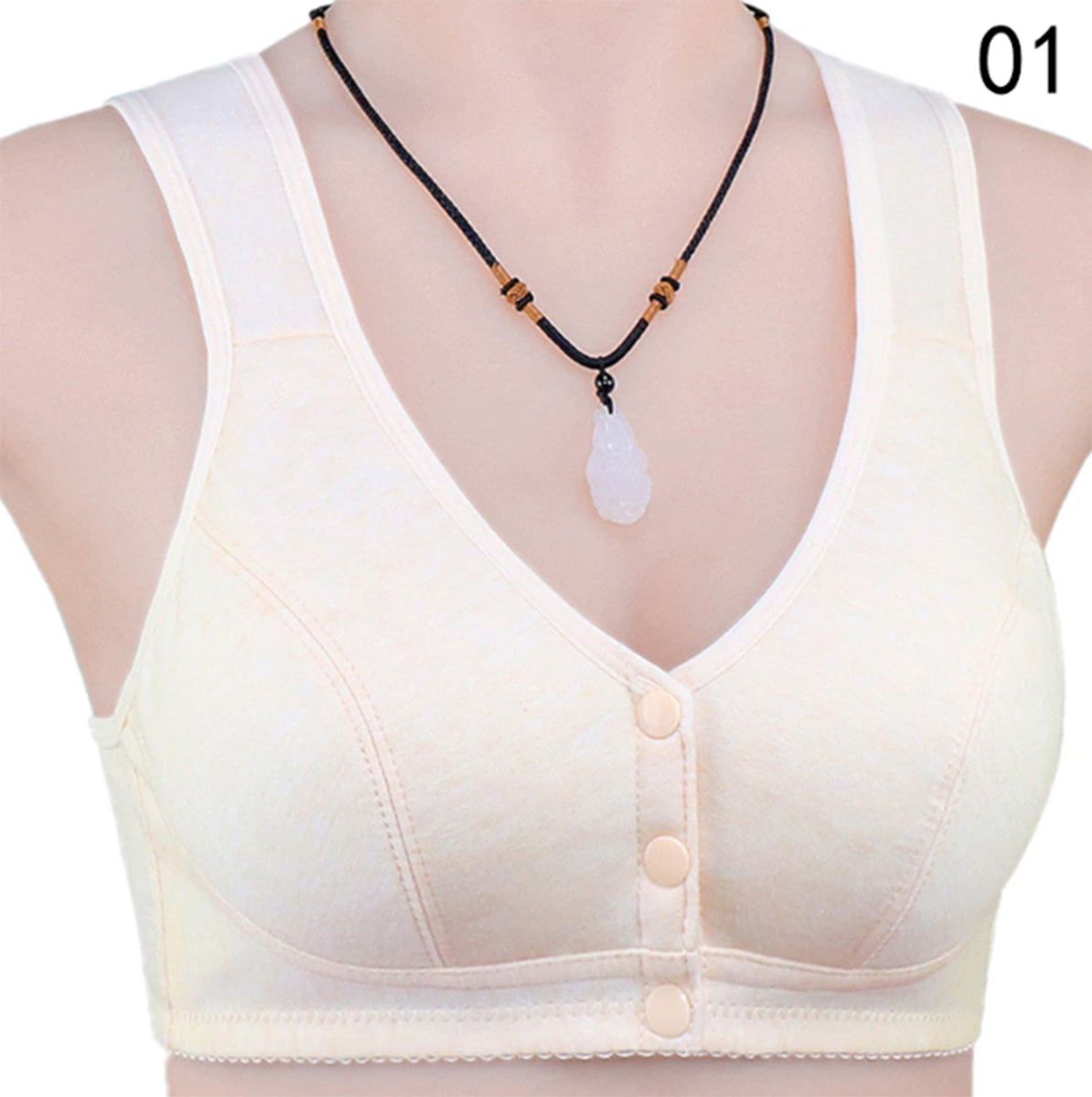 Flourish Comfortable Solid Seamless Front Button Front Open Bra-108