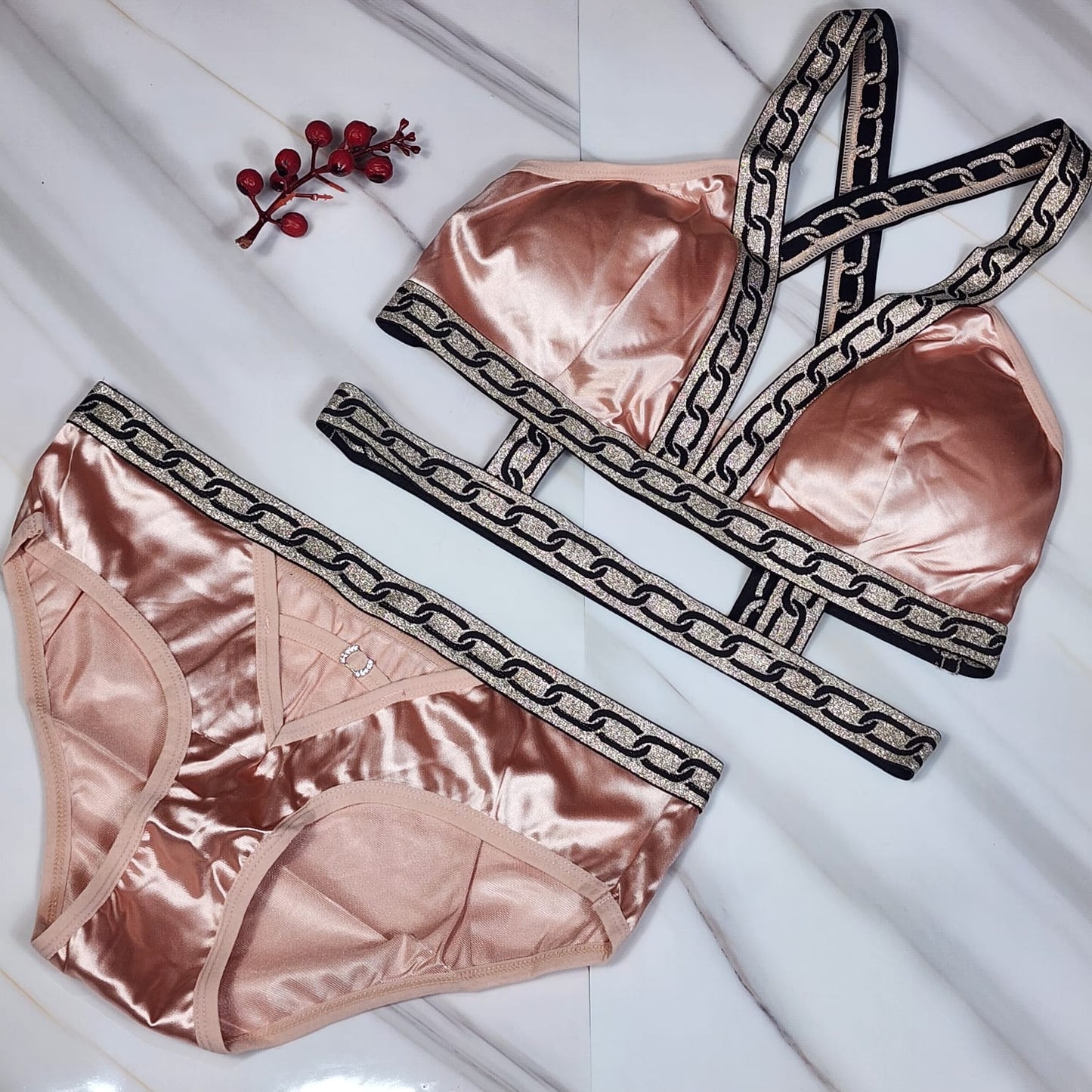 Flourish New High Quality Pure Silk bikini Style Padded Bra & Panty Set 2003