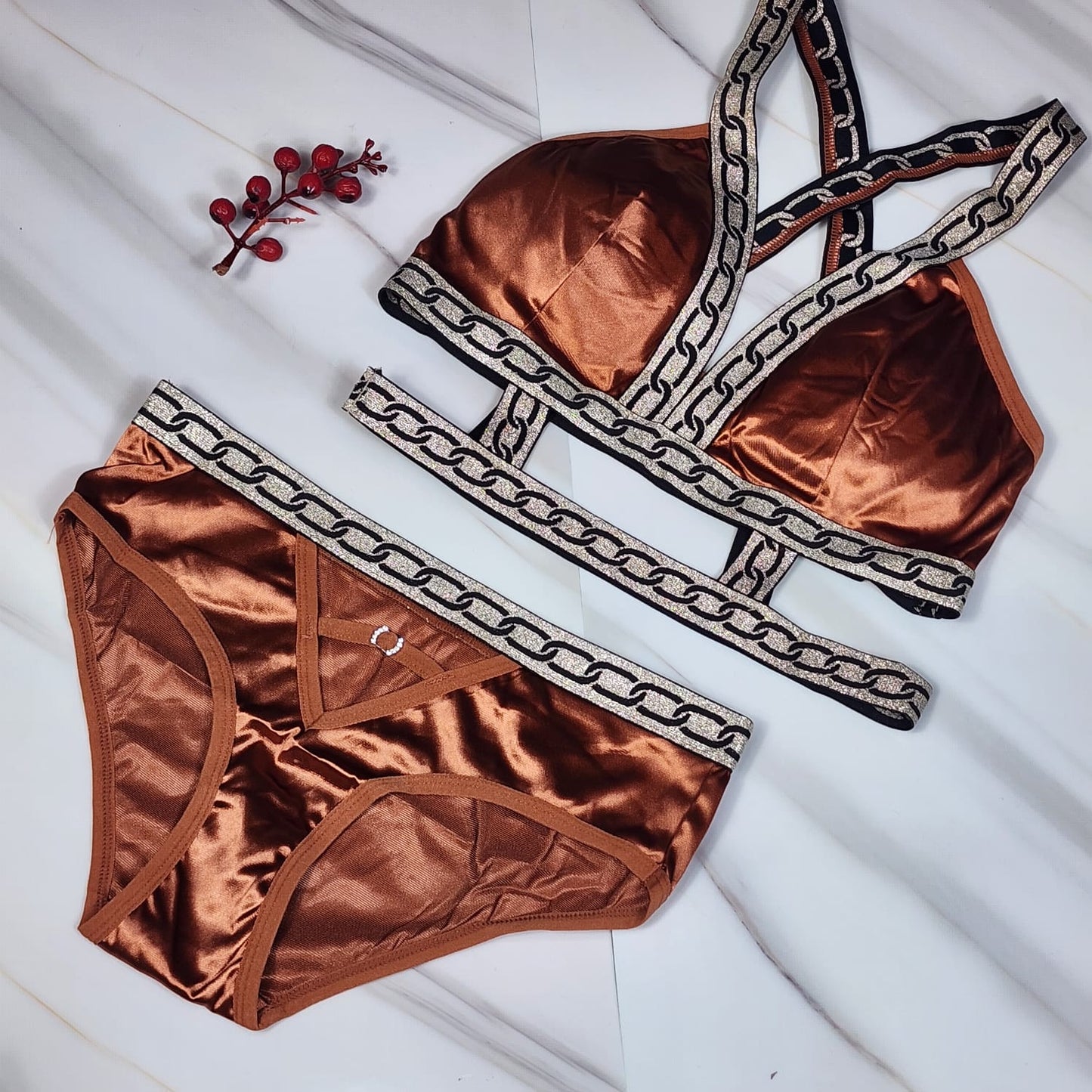 Flourish New High Quality Pure Silk bikini Style Padded Bra & Panty Set 2003
