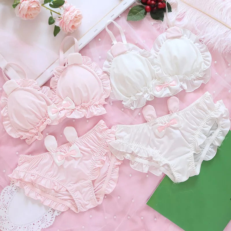 High Quality & Comfortable Cute Little White Rabbit Lolita Soft Cotton Bra & Panty Set 2009