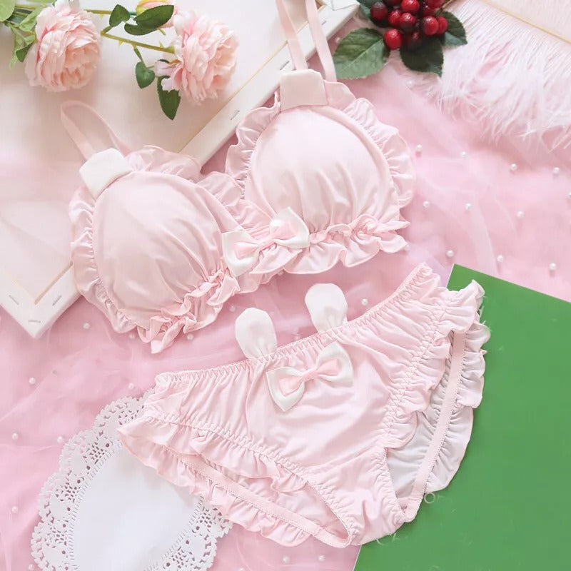 High Quality & Comfortable Cute Little White Rabbit Lolita Soft Cotton Bra & Panty Set 2009