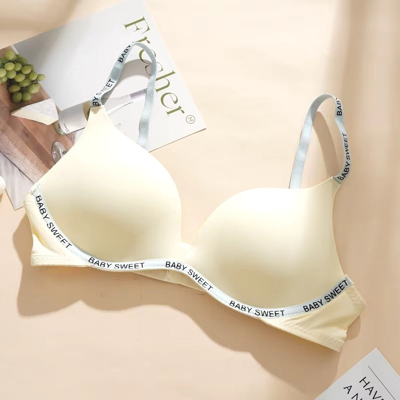 Flourish High Quality Light Padded Non Wired Sweet Babe Letter Straps T-Shirt Bra
