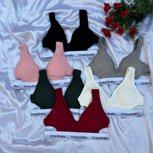Pack Of 3 Light Padded Letter Printed Stretchable Straps Comfortable Sport Bra For Girls & Women 8839