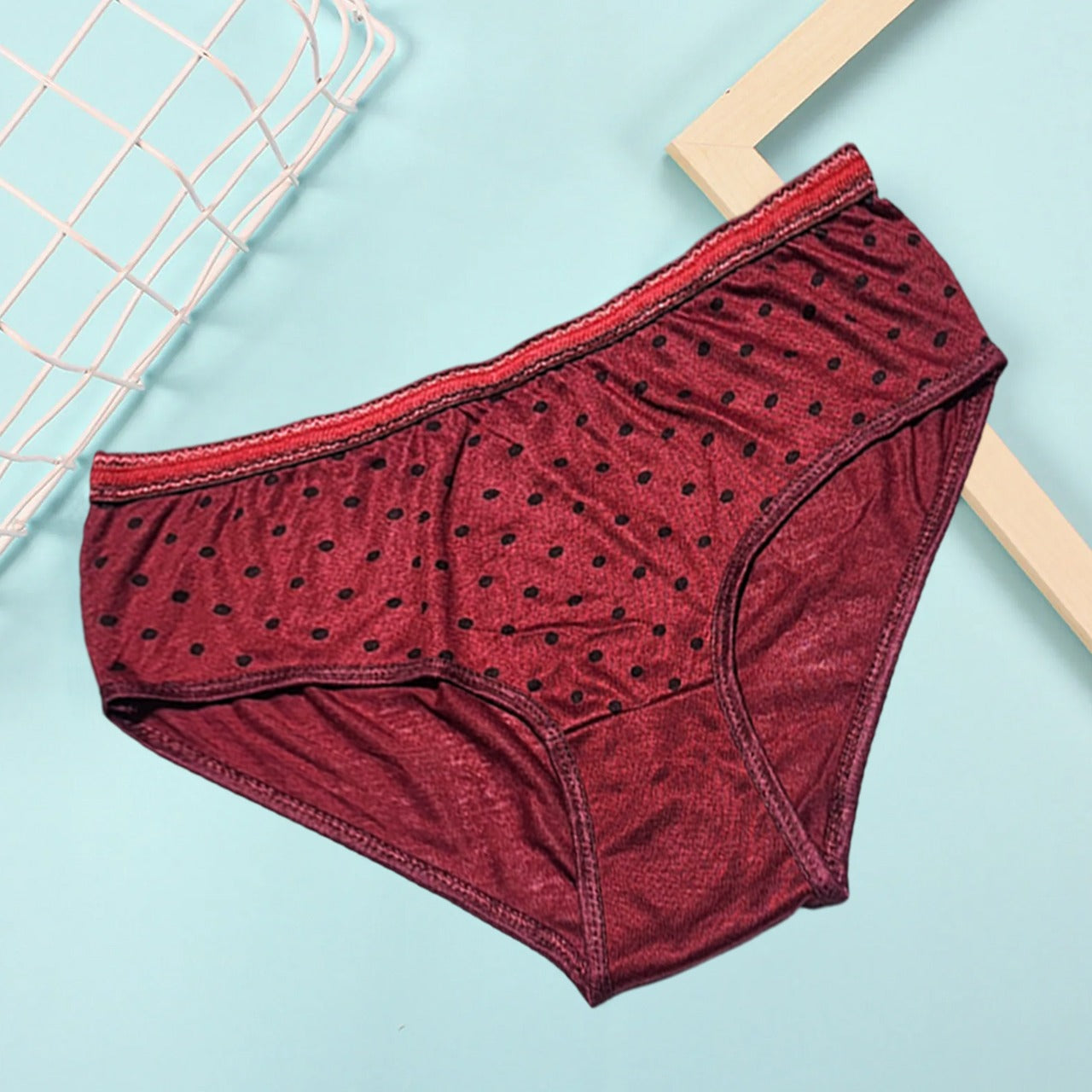 Flourish Budget Pack Of 5 Comfortable Polka Dotted Cotton Brief Women Seamless Underwear Panties 3201