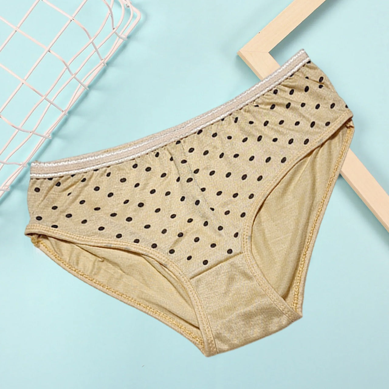 Flourish Budget Pack Of 5 Comfortable Polka Dotted Cotton Brief Women Seamless Underwear Panties 3201