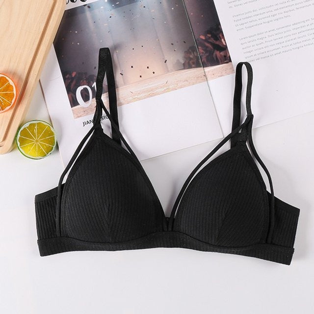 Flourish Pack Of 2 Soft Ribbed Textured Padded Bra – Stylish Strappy Design, Adjustable Comfort Fit (Orange)