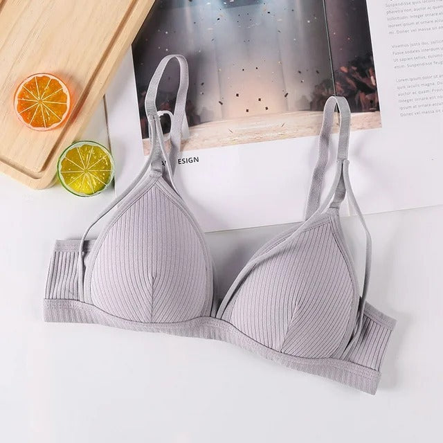 Flourish Pack Of 2 Soft Ribbed Textured Padded Bra – Stylish Strappy Design, Adjustable Comfort Fit (Orange)