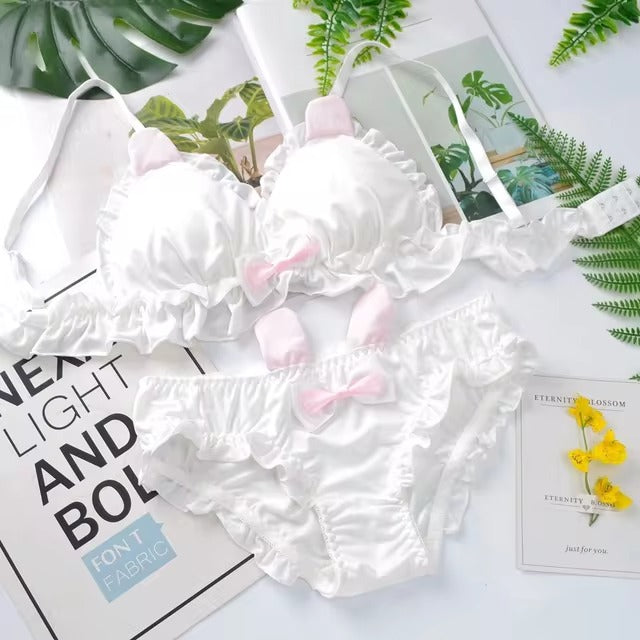 High Quality & Comfortable Cute Little White Rabbit Lolita Soft Cotton Bra & Panty Set 2009
