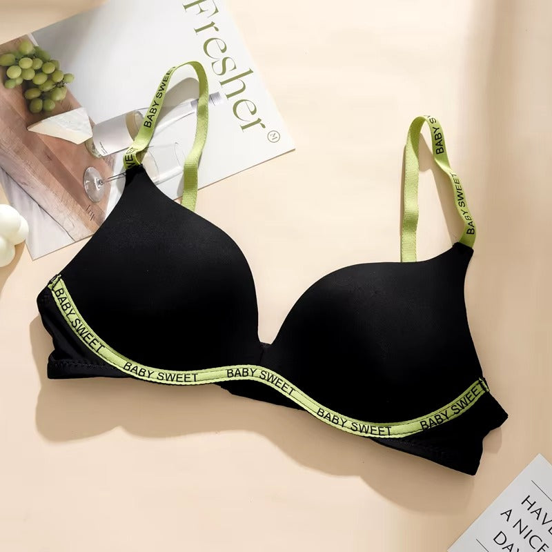 Flourish High Quality Light Padded Non Wired Sweet Babe Letter Straps T-Shirt Bra