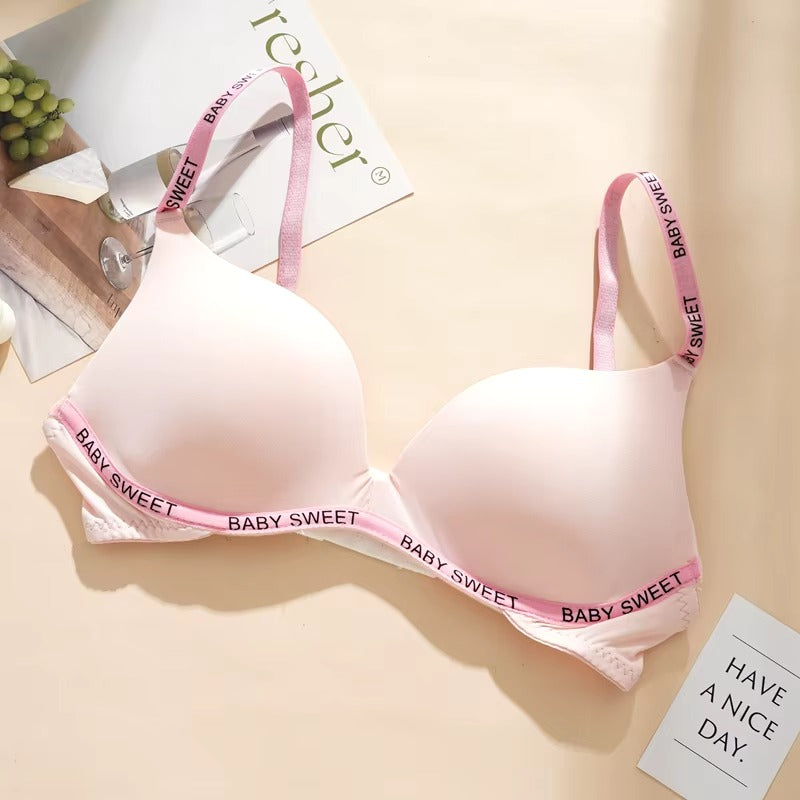 Flourish High Quality Light Padded Non Wired Sweet Babe Letter Straps T-Shirt Bra