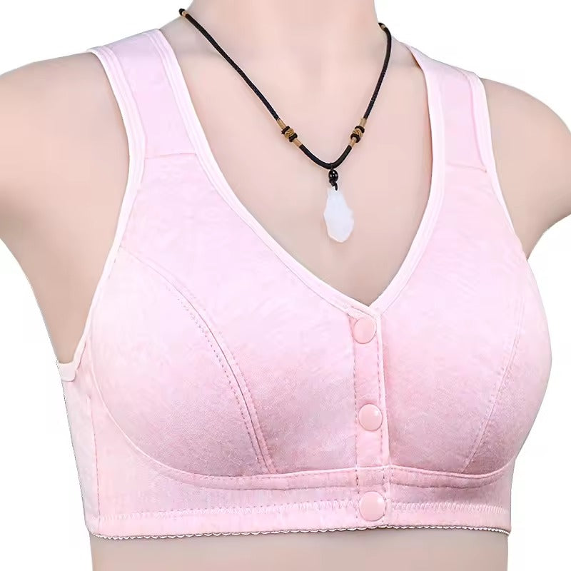Flourish Comfortable Solid Seamless Front Button Front Open Bra-108