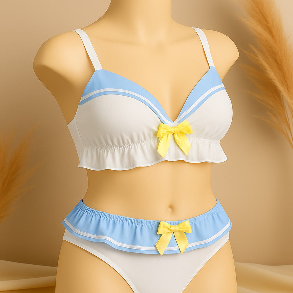 High Quality Sailor Moon Style Cute Bra and Pantie Set Bralette Lingerie 2004