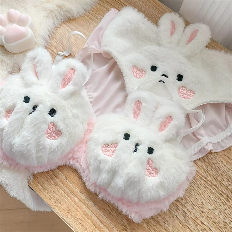 New High Quality Sexy Cute Anime Soft Plush Design bra underwear Japanese cartoon rabbit underwear Bra & Panty Set 582
