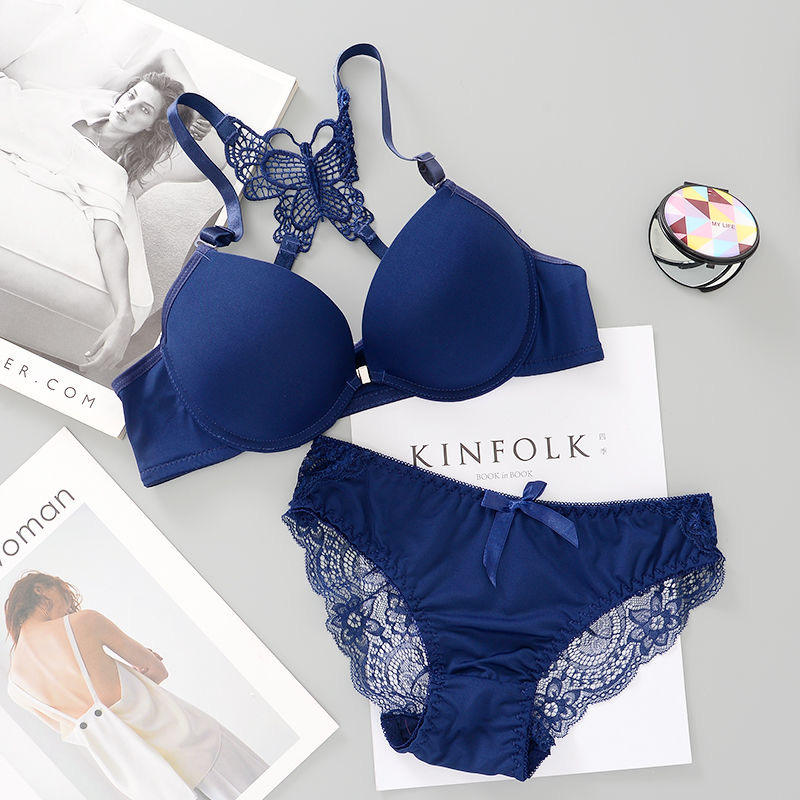 Flourish Front Open Butterfly Back Push Up Bra & Panty Set 288