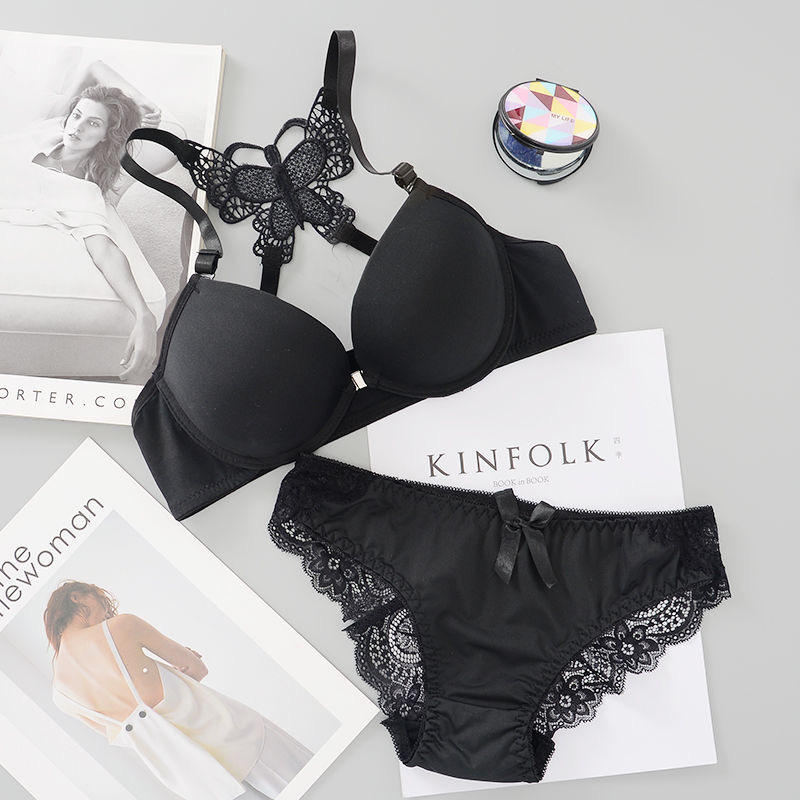Flourish Front Open Butterfly Back Push Up Bra & Panty Set 288