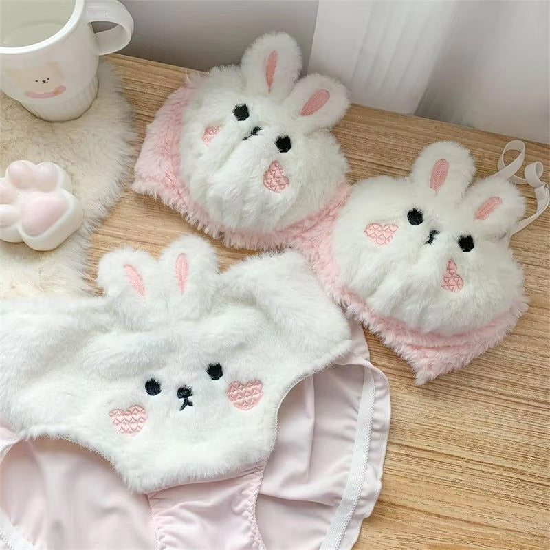 New High Quality Sexy Cute Anime Soft Plush Design bra underwear Japanese cartoon rabbit underwear Bra & Panty Set 582