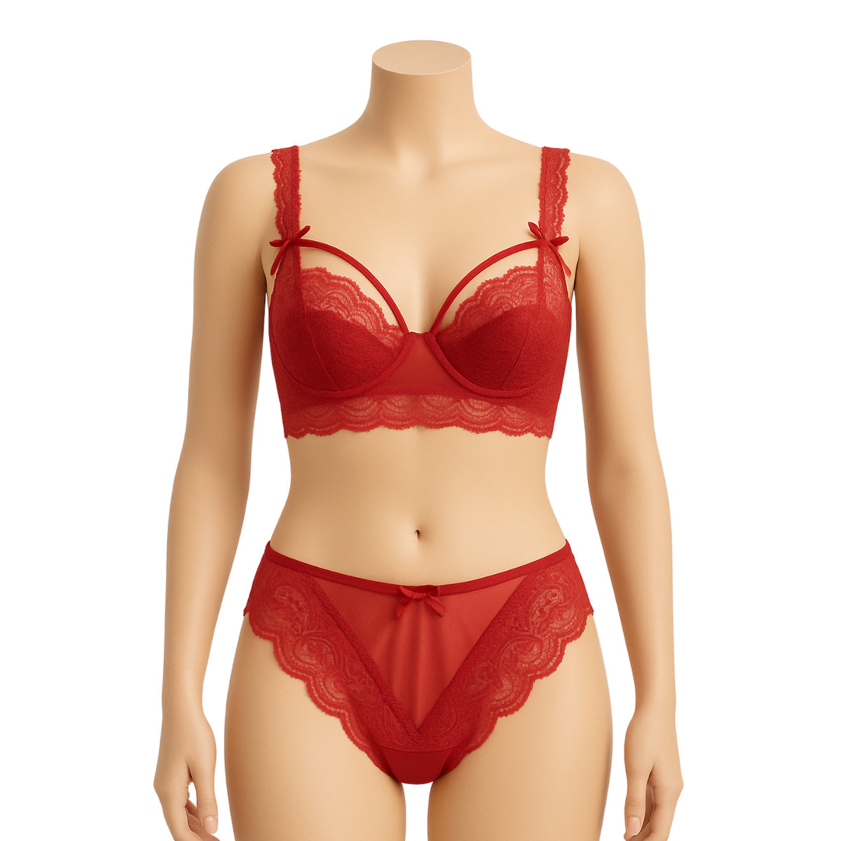 Flourish High Quality Thin Half Cup Lace Wired Half Cup Adjustable Straps Back Closure Bridal Light Padded Bra Panty Set 2499