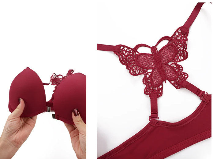 Flourish Front Open Butterfly Back Push Up Bra & Panty Set 288