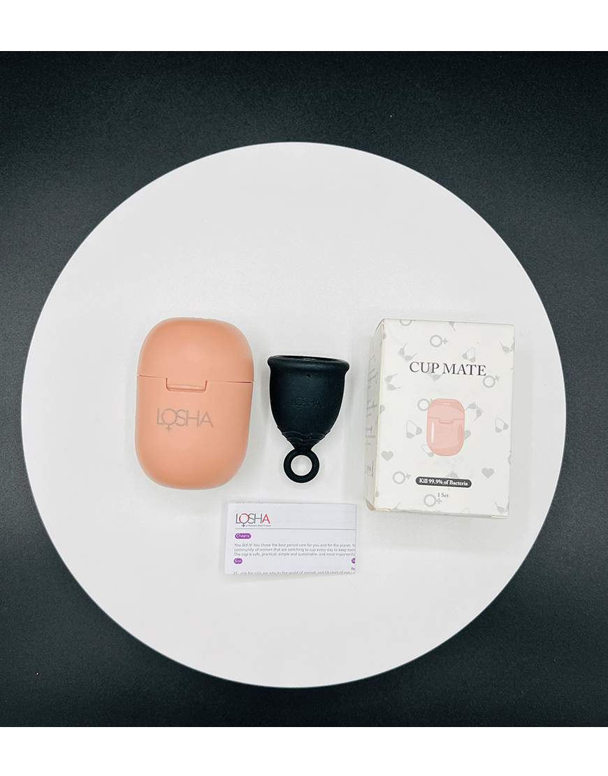 Losha Menstrual Cup WITH CupMate Sterilization Box-Black