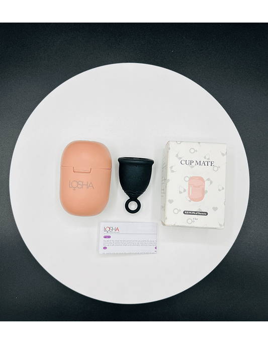 Losha Menstrual Cup WITH CupMate Sterilization Box-Black